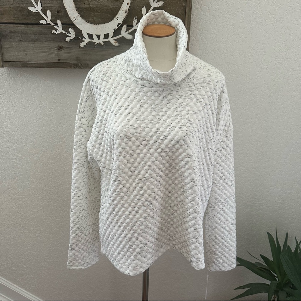 Apana White Gray Turtleneck Sweatshirt‎ Ladies Large NWT